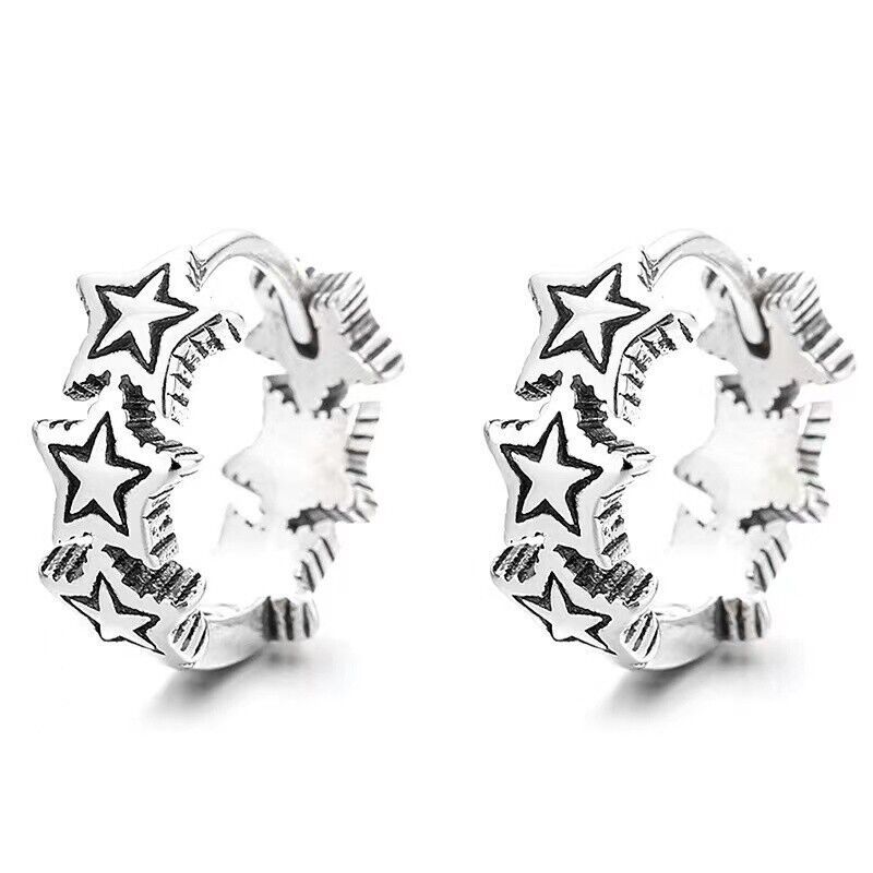 Primary image for Surgical Steel Small Star Huggie Hoop Earrings Trendy Jewelry For Women Men 2Pcs