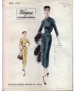 Vintage Vogue 752 Couturier Design One Piece Dress 1953 Sz Bust 36 Hip 3... - £74.44 GBP