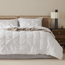 White King Size Comforter Set - Bedding Set King 7 Pieces, Pintuck Bed In A Bag  - £102.58 GBP