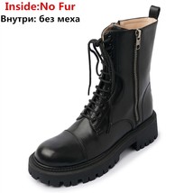 Plus Size 34-41 New Genuine Leather Boots Women Ins Hot Zipper Lace Up Autumn Wi - £122.48 GBP