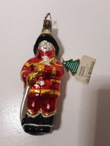 Vintage Handpainted Blown Glass VFD Fireman Fire Fighter Christmas Ornament - £22.34 GBP