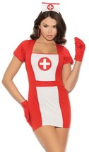 Retro Nurse Costume Uniform Dress Gloves Hat Short Sleeves Cross White R... - $29.10+