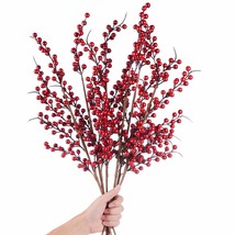 4 Pack Artificial Red Berry Stems Holly Christmas Berries For Festival Holiday C - £28.18 GBP