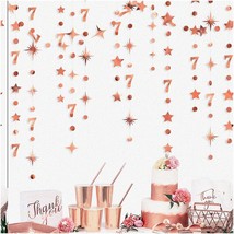 Twinkle Star Rose Gold 7th Birthday Celebration Kit - Number 7 Circle Dot Garlan - $27.71