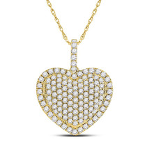 14kt Yellow Gold Womens Round Diamond Heart Pendant 1-1/4 Cttw - £1,013.16 GBP