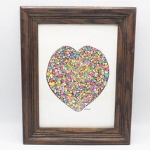Heart Drawing Ink on Paper Framed Signed - £59.33 GBP