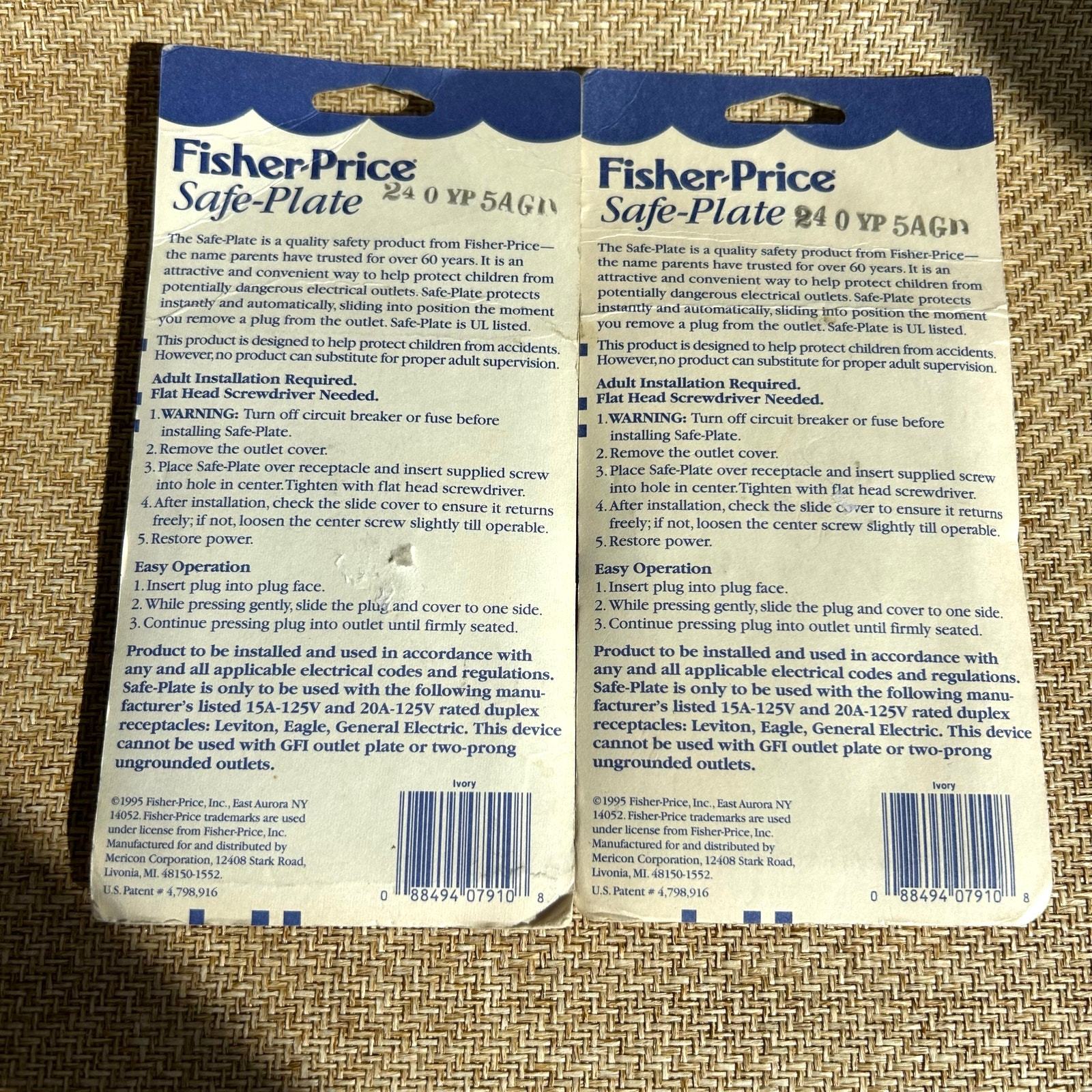 Vintage Fisher-Price Safe-Plate Outlet Covers NIP Set of 2 Child Safety Item image 3