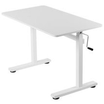 VIVO White 43&quot; x 24&quot; Manual Crank Stand Up Height Adjustable Desk - £248.80 GBP