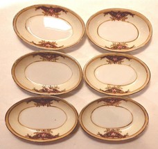 Antique Nippon Hand Painted Gold Trim Rose Porcelain Open Salt Cellar Dish Set 6 - £17.98 GBP