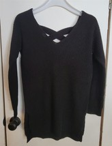 Womens S Ambiance Apparel Black Crisscross Back Knit Sweater - $18.81