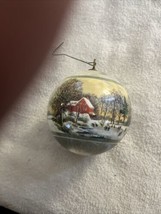 Vintage 1980&#39;s Currier &amp; Ives &quot;Early Winter Satin Ball Christmas 3 Inch Ornament - £4.73 GBP