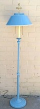 Country Blue &amp; White Toleware Floor Lamp 57&quot; Arrow Finial Tole Metal Mid Century - £193.30 GBP