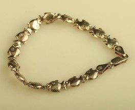 Vintage Sterling Rare Solid Fish Link Bracelet Signed 925 Milor Made in Italy - £39.57 GBP