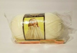 Lion Brand Pound of Love Antique White Super Soft 4-Ply Yarn w/ US8 Needles NIP - £15.60 GBP