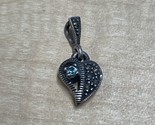 Vintage Sterling Silver Blue Stone Heart Pendant Charm Estate Fine Jewel... - $19.80