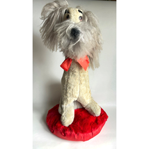 Vintage Plush Poodle 20&quot; Plush Realistic Dog on Zipper Cushion 60s Valentine  - £101.79 GBP
