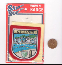 Vtg St. Ives Patch-Travel-Sampson Souvenir-Red Felt-Europe-Shield-Woven-NIP - £10.95 GBP