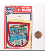 Vtg St. Ives Patch-Travel-Sampson Souvenir-Red Felt-Europe-Shield-Woven-NIP - $14.01