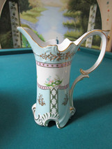 Royal Danube Ceramic Pitcher Vase Light Blue And Flowers Original - £97.31 GBP