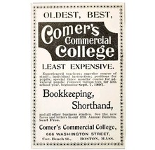 Comer&#39;s Commercial College 1897 Advertisement Victorian Boston School AD... - $375.23 MXN