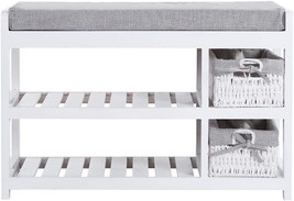 Yosoo Health Gear White Shoe Rack Bench, 2-Layered Shoes Storage Bench Entryway - £148.33 GBP