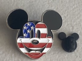 Mickey Mouse Face With American Flag Head Face Disney Pin Trading - £12.38 GBP