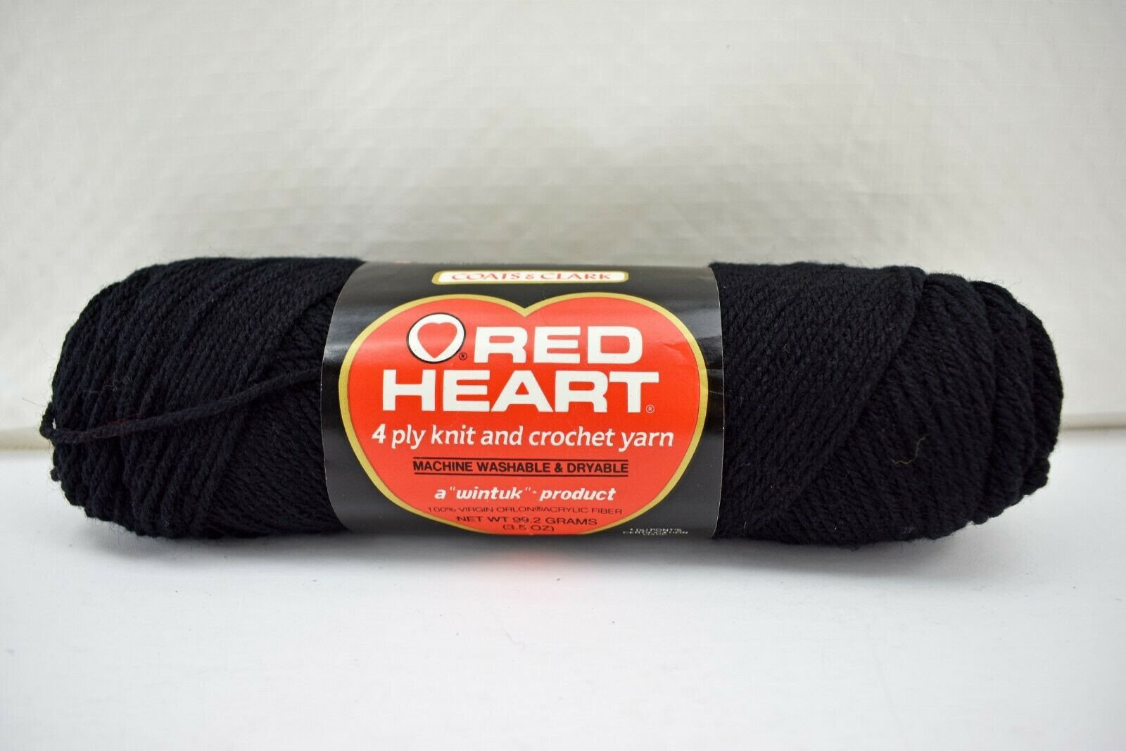 Vintage Red Heart Wintuk Orlon Acrylic Worsted Yarn - 1 Skein Black #12 - £5.27 GBP