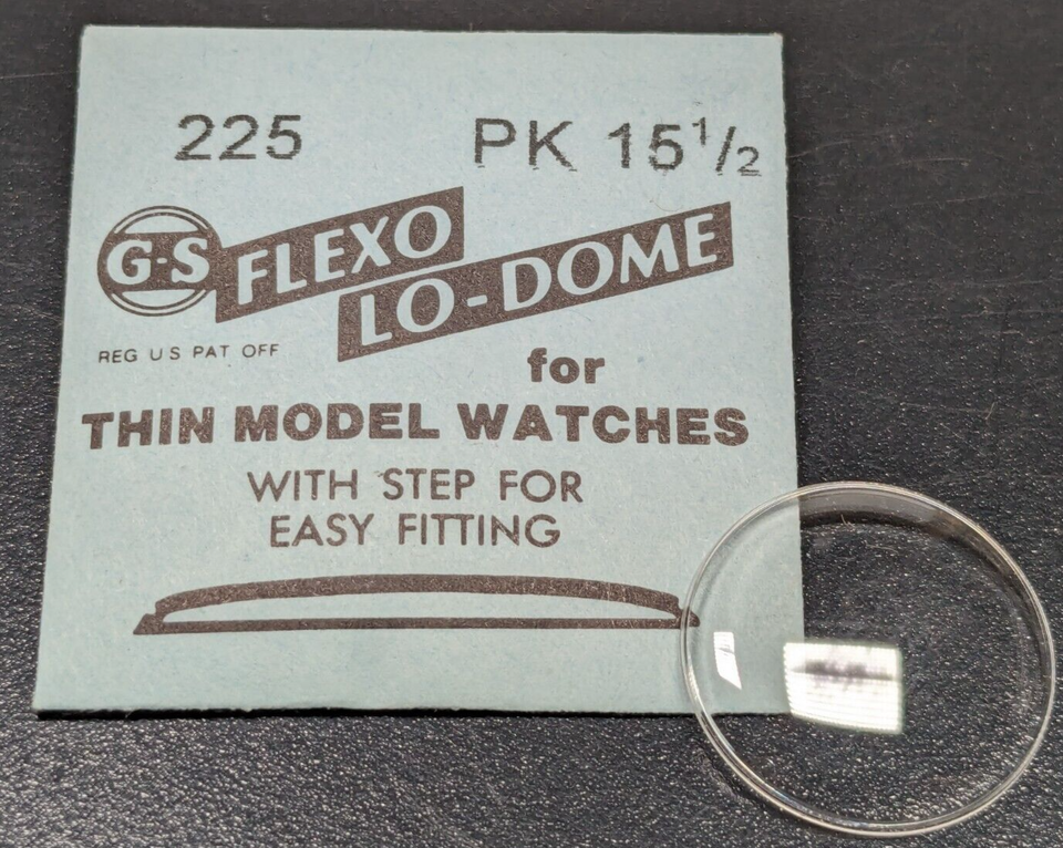 NOS GS Flexo 225 Lo-Dome Acrylic Crystal For Thin Model Watches PK 15-1/... - $11.87