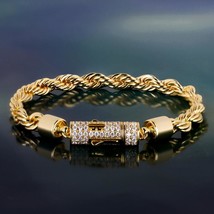 6mm Rope Chain Bracelet  Gold Rapper Swag Twisted Bracelet Hip Hip Bracelet Stai - £38.60 GBP