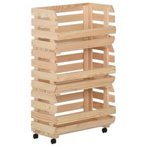  Vegetable Trolley 14.6"x11.8"x31.5" Solid Wood Pine - $129.99