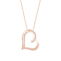 Lab Created Moissanite Heart Pendant in 18K Rose Gold Plated Sterling Si... - $111.86