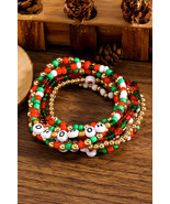 Fiery Red HO HO HO MERRY Beaded Multi-Layer Bracelet - $95.35 MXN
