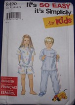 Simplicity Child’s Pajamas Size 3-8 #8490 Uncut  - $4.99