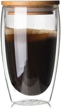 Double-walled Borosilicate Glass Mug for Infusing Coffee, Milk, Tea (15 Oz Bambo - £12.12 GBP