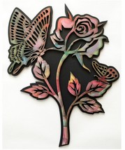 Butterfly on rose laser cut wall hanging  - Custom sign - $20.00