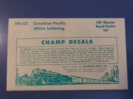 Vintage Champ Decals No. HN-52 Canadian Pacific CP White Lettering Road ... - £11.90 GBP