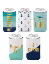 Set of 5 Can Cooler Liners Mermaid Captain Anchors Lake Life Take Me to the Lake - $19.99