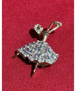 Gold Tone Ballerina Pink Blue Clear Stones Brooch Pin Lot J75 - $11.29