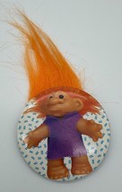 Vintage Norfin Adopt a Troll Doll Pin Orange Hair Round Pinback Button F... - $9.79
