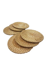 6PCS Coaster Cup Mats Coffee Pad Tea Placemat Handmade Rattan Drink Holder Set - £13.93 GBP