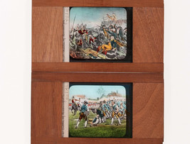 c1890 Wood Glass Magic Lantern Slides Revolutionary war &quot;Battle of Lexington&quot; an - $74.25