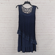 Dress Womens Large Blue Eyelet Lace Overlay Sleeveless Ruffle Hem Mini - $19.99