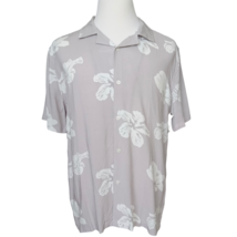 Brooklyn Cloth Mens Button Down Shirt M Gray Hawaiian Short Sleeve Hibiscus - £19.45 GBP