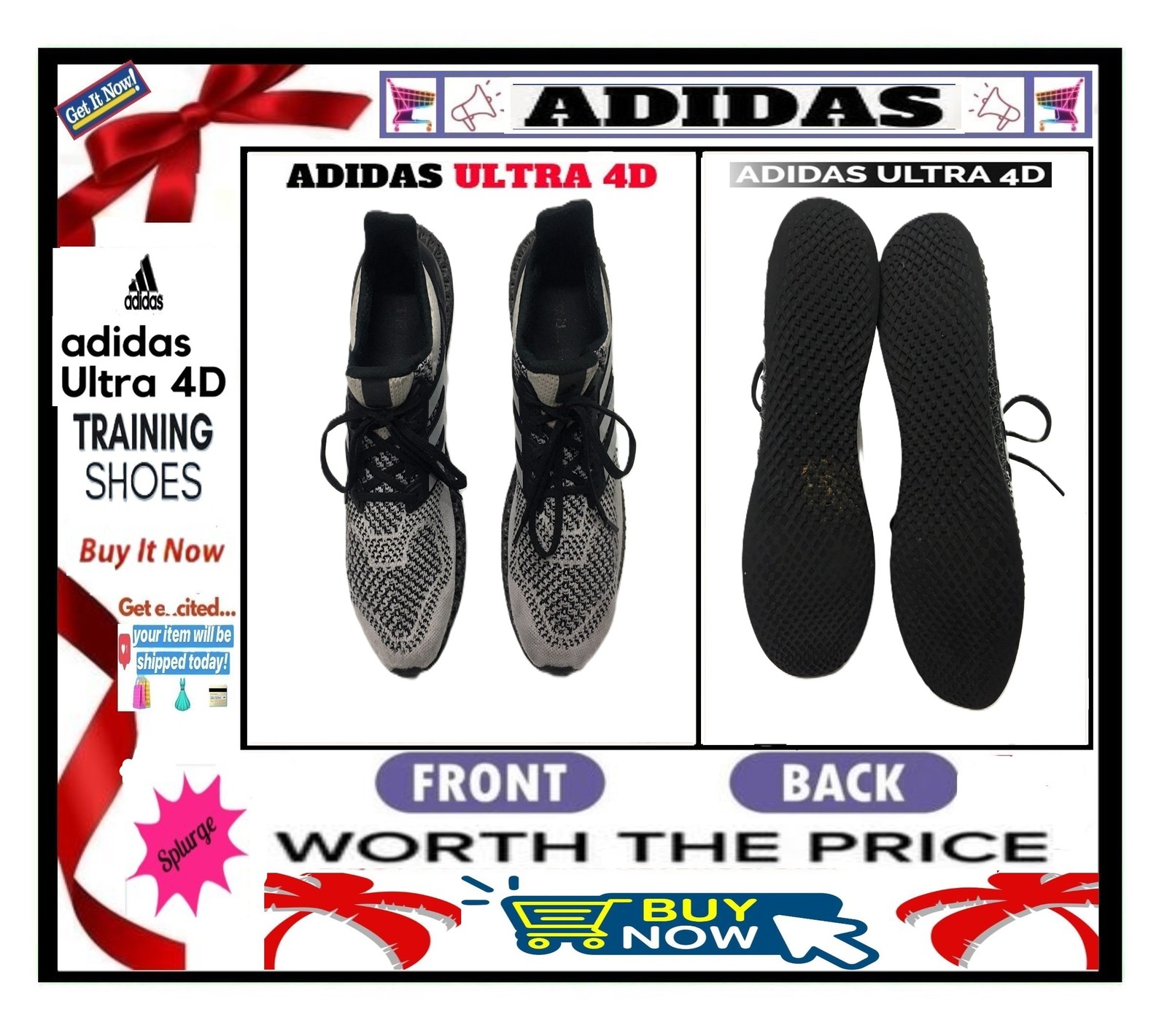 ✅ ADIDAS Ultra 4D ➕? TRAINER SHOES Casual SNEAKERS Athletic SHOE ?BUY NO... - $99.99
