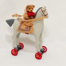 A Pony for Christmas Ornament 1998 Hallmark 3&quot; 1st in Series Bear Horse Wheels - £11.79 GBP