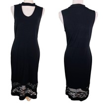 Rachel Rachel Roy Dress Black Large Sleeveless Midi Lace Hem Stretch - £27.87 GBP
