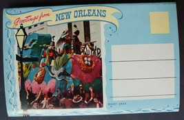 Greetings from New Orleans Fold Out Vtg Postcards Mardi Gras Huey Long Bridge - £29.33 GBP