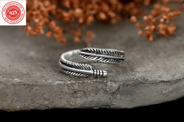 925 Sterling Silver adjustable ring feather DLR160 - £12.82 GBP