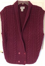 Vintage Burgundy Wine Cable knit Sweater Vest Buttons size Petite XL VGPC - £11.68 GBP