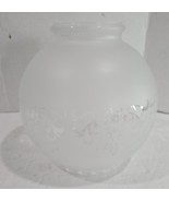Antique Vtg Frosted Etched Floral Glass Round Sconce Pendant Lamp Light ... - $18.81